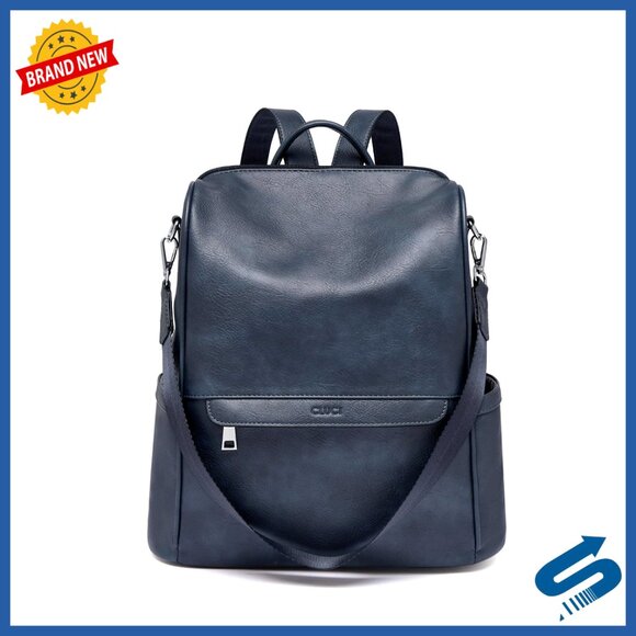 Handbags - Large PU Leather Backpack Purse Anti-Theft Convertible Shoulder Bag Travel